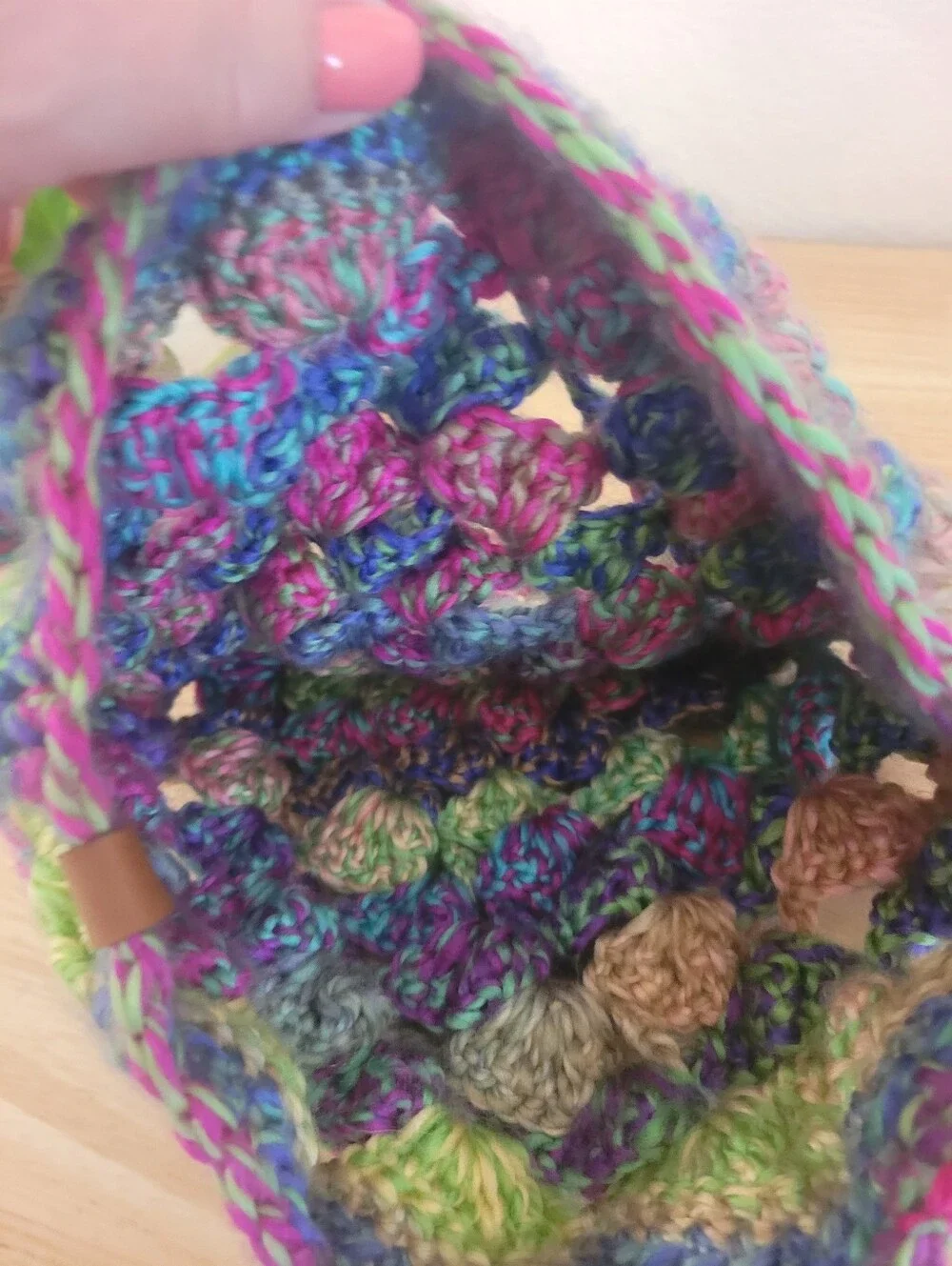 Vintage Chunky Knit Crochet Beanie Multi-Color Slouchy Winter Cap